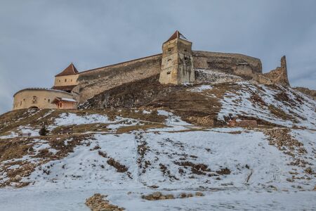 Medieval walls of a fortress in Rasnov, Transylvania, Romaniaの写真素材
