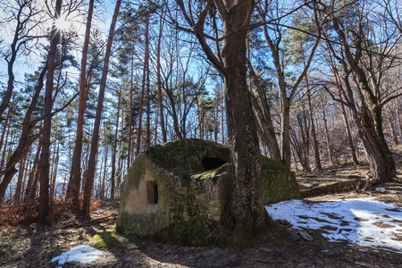 Old hermitage Fundatura in ruins of Bozioru village. Buzau, Romaniaの写真素材