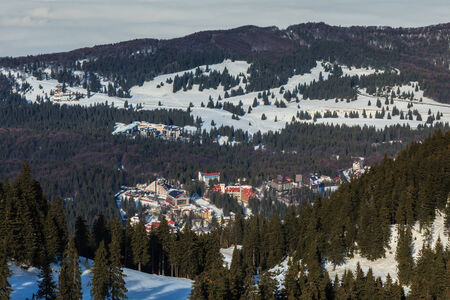 View from Postavarul Massif. Poiana Brasov, Romaniaの写真素材