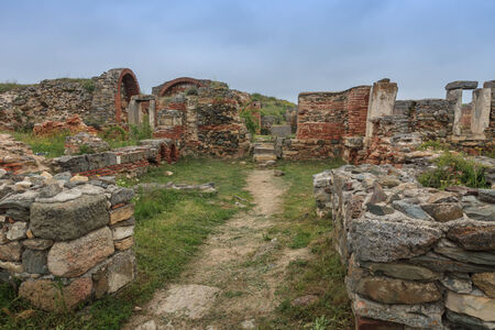 Roman ruins of Histria citadel. Dobrogea, Romaniaの写真素材