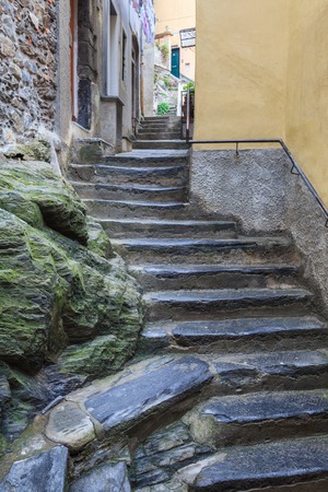 street in Vernazza village. Cinque Terre, Italyの写真素材