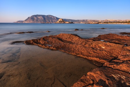 sunrise on the beach near Kefalos town. Kos island, Greeceの写真素材