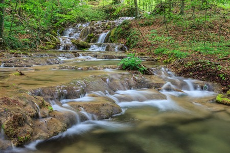 Beusnita stream in Beusnita National Park Romaniaの写真素材