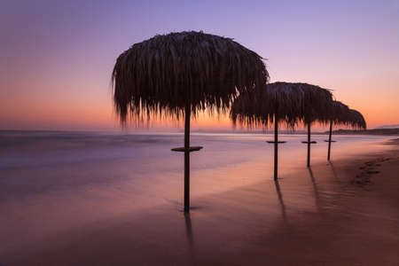 sunrise on the beach in Crete island, Greeceの写真素材