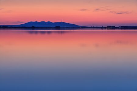 after sunset in the Danube Delta , Romaniaの写真素材