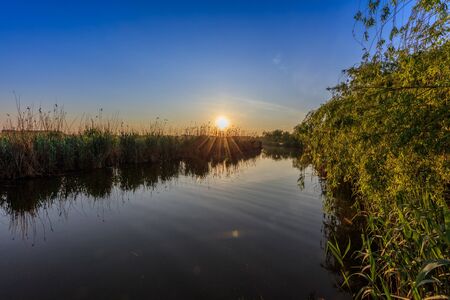 beautiful sunrise in the Danube Delta , Romaniaの写真素材