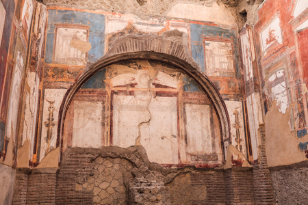 Wall mosaic in Herculaneum archeological site. Naples, Italyの写真素材