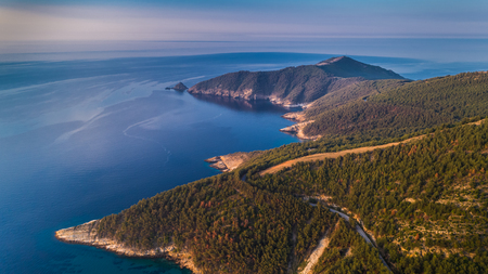 aerial view at the island of Thassos, Greeceのeditorial素材