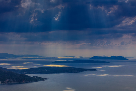 rain in Ionian Islands. Lefkada island Greece