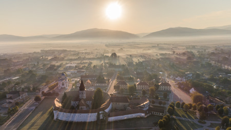 Aerial view of Prejmer fortified Church.の写真素材