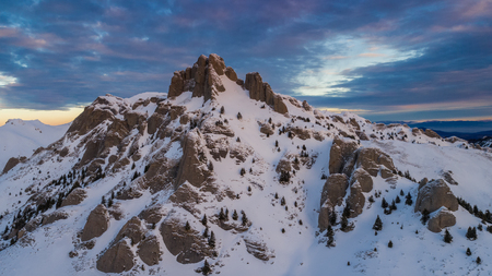 mountain top in winter. Ciucas Mountains Romania.の写真素材