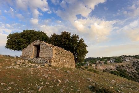 sunrise in Kastro village. Thassos island, Greeceの写真素材