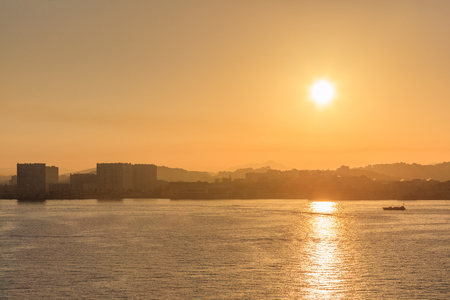 view of Toulon port at sunrise, Franceの写真素材