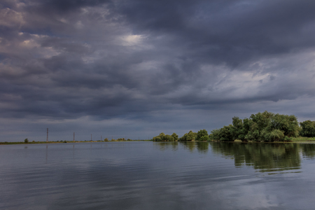 landscape in the Danube Delta, Romania, Europeの写真素材