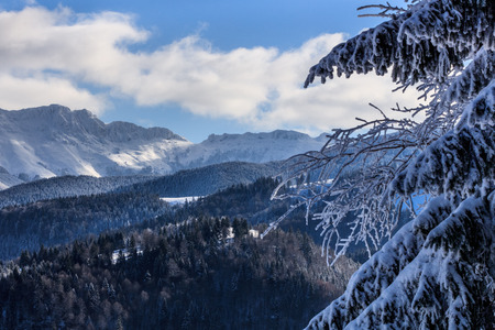 mountain landscape in winter. Bucegi Mountains Romania