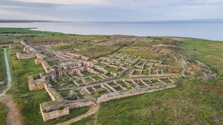 Roman ruins of Histria citadel. Dobrogea Romania. Aerial view.の写真素材