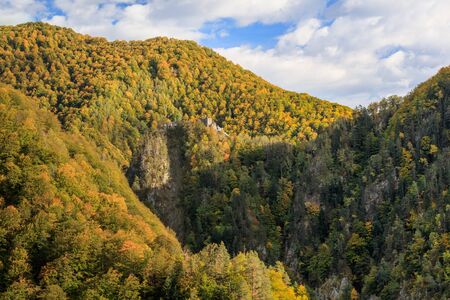 ruined Poenari fortress on Mount Cetatea in Romaniaの写真素材