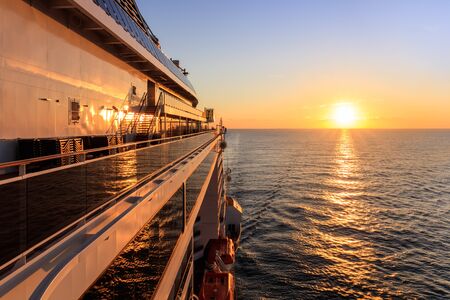 sunrise on the cruise ship in Persian Gulfの写真素材