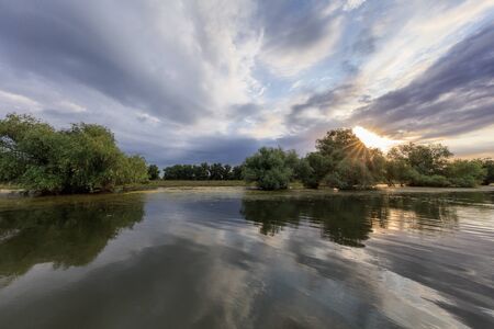 sunrise in the Danube Delta, Romania, Europe