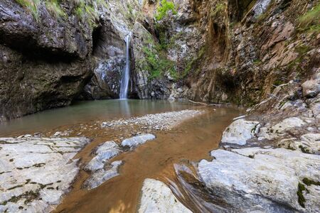 Landscape with Valea lui Stan canyon and river in Romaniaの写真素材