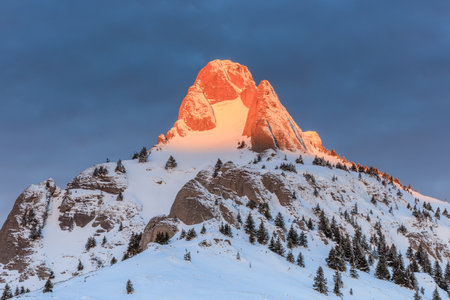 beautiful sunrise in Ciucas Mountains. Romania, Europeの写真素材