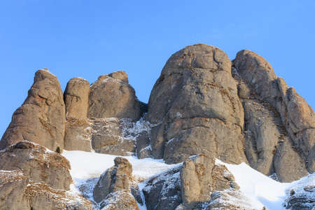 mountain top in winter. Ciucas Mountains Romania.の写真素材