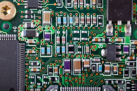 Macro shot of a dirty circuit boardの写真素材