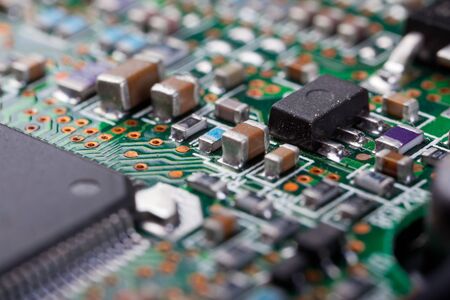 Macro shot of a dirty circuit board