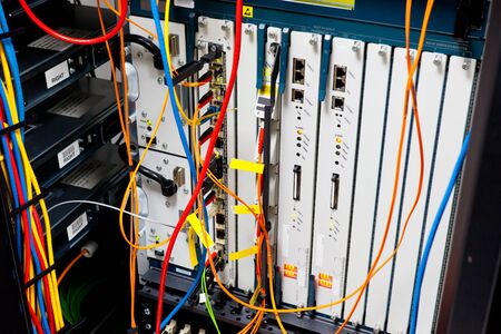 Network servers router in a data center.の写真素材