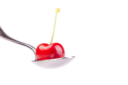 delicious cherries on white backgroundの写真素材