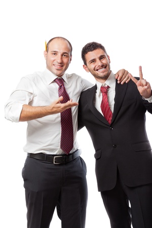 Two Businessman standing on a white backgroundの写真素材