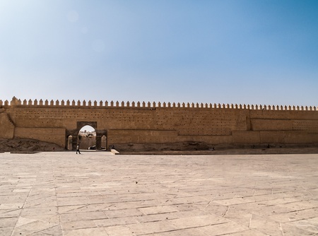 ancient town fortified walls in Fes, Morocco, Africaの写真素材