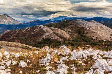 a beautiful mountain landscape in Benevento, Campania, italyの写真素材