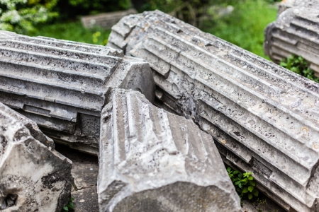some broken and ancient roman columns ruinsの写真素材