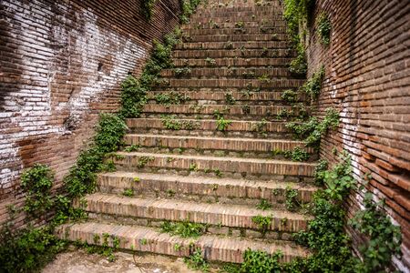 an ancient roman staircase located in the roman theater of Benevento, Italyの写真素材