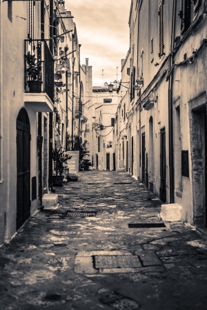 an alleyway located in Ostuni, also known as "the white city", in the south of italyの写真素材