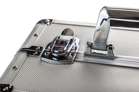 a sturdy aluminium case isolated over a white backgroundの写真素材