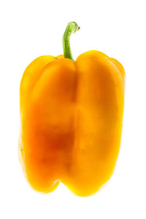 a bright yellow bell pepper isolated over a white background