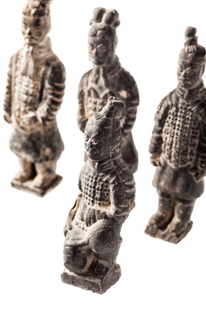 the famous xian clay warriors isolated over a white backgroundの写真素材