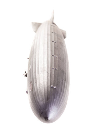 a gray zeppelin model isolated over a white backgroundの写真素材