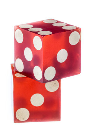 two red clear plastic dices isolated over white