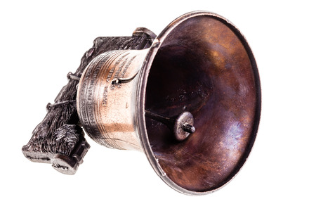 a small liberty bell reproduction isolated over a white backgroundの写真素材