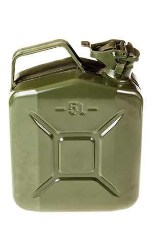 a green jerrycan isolated over a white backgroundの写真素材