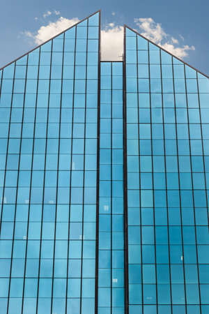 detail of a tall office skyscraper with mirror windowsのeditorial素材