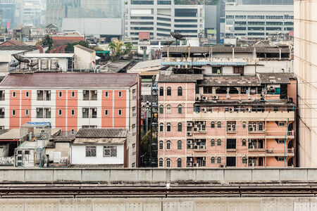 The two line Bangkok BTS is a 31 kilometer elevated transit system referred to as the Skytrain, or rot fai fahの写真素材