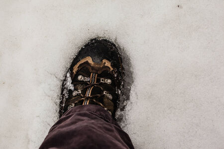 subjective view of a sport booth in the snowの写真素材