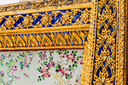Details of Wat Phra Kaew, Temple of the Emerald Buddha, Bangkok, Thailand.のeditorial素材