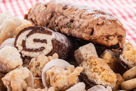 a heap of different homemade christmas pastry and cookiesの写真素材