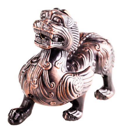 metal korean steampunk dragon isolated over a white backgroundの写真素材