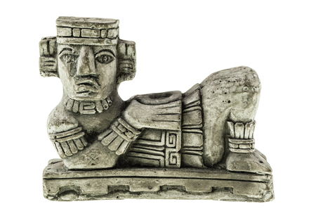 Aztec Chac Mool reproduction isolated over a white backgroundの写真素材